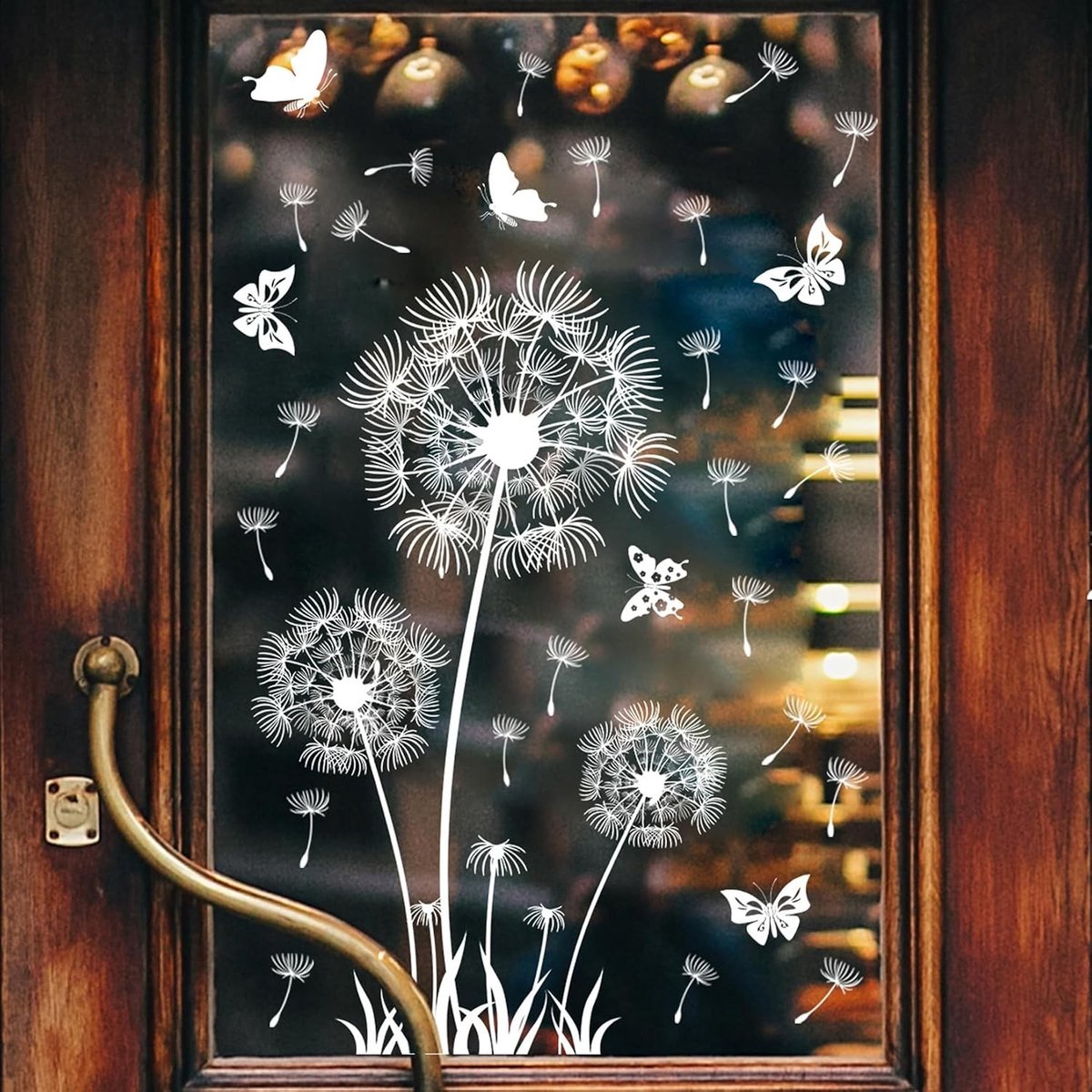 Zelfklevende raamstickers met paardenbloemdesign voor lente en zomer, anti-botsing, 85 x 60 cm, ideaal voor keuken, badkamer en hal