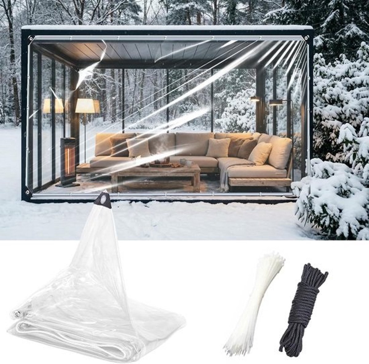 Waterdicht Zeil - Transparant PVC - Terrassen Afschermen - Dubbel Gestikte Randen - 2x3 Meter - Transparant