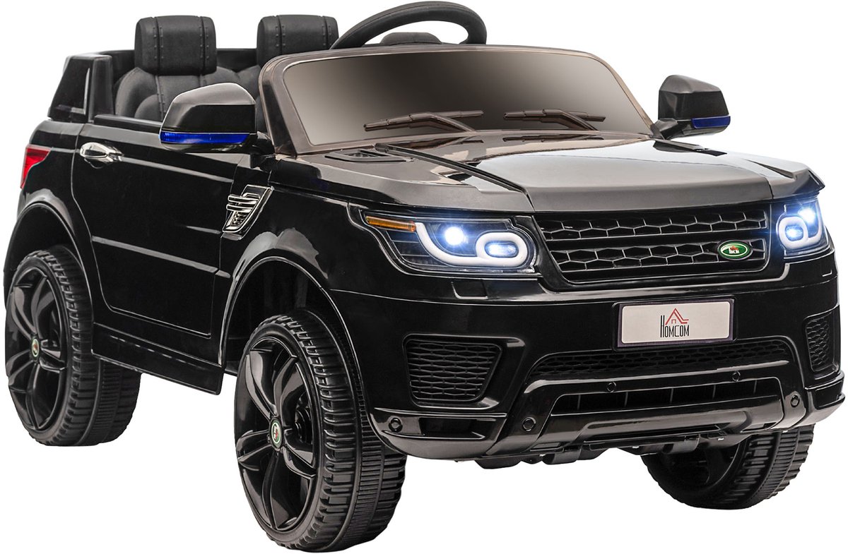 Elektrische kinderauto met afstandsbediening, SUV met veiligheidsgordel, muziek, claxon, koplamp, snelheid tot 5 km/u, voor kinderen van 3-5 jaar, zwart