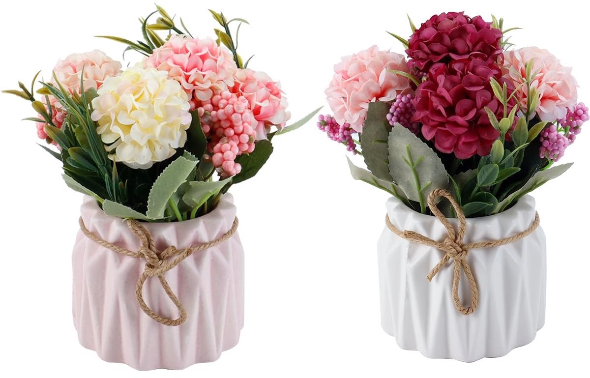 Kunstbloemen in Pot - Decoratie met Keramische Vaasje