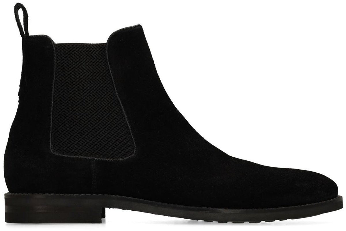 Manfield - Heren - Zwarte suède chelsea boots - Maat 45