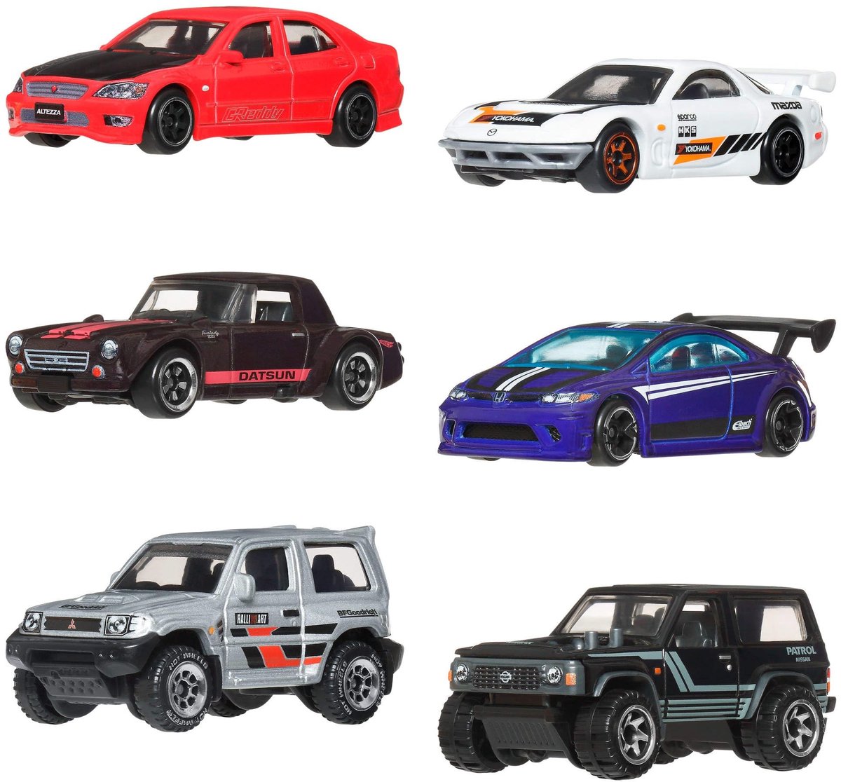 Set van 6 Metalen Speelgoedauto's - Schaal 1:64