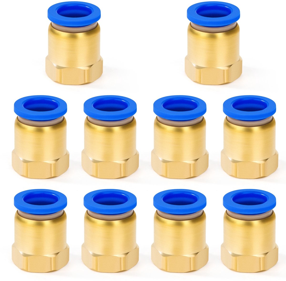 Messing persluchtsnelkoppeling - 10 stuks - 10 mm x 1/8 inch