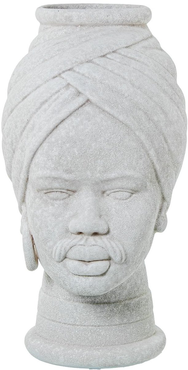 Keramische Tafelvaas - Afrikaanse Buste - Wit - 30 cm