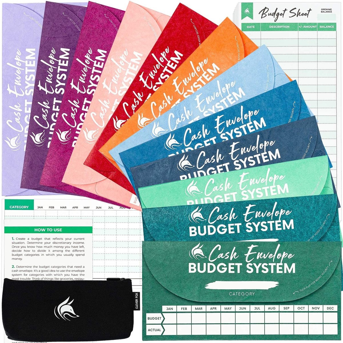 Geld Enveloppen Set voor Budgettering - 12 Stuks Assorted Kleuren
