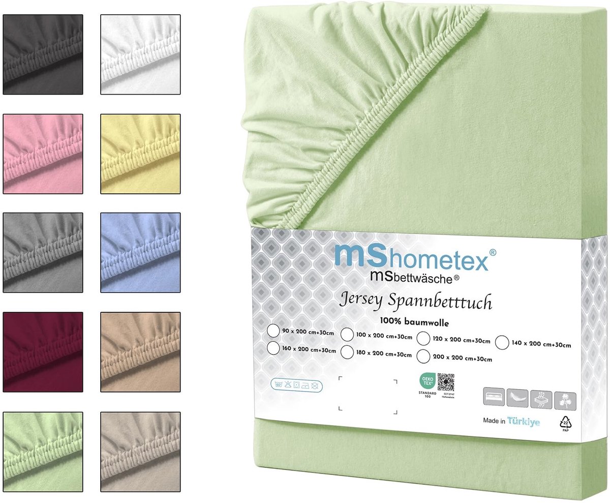 Jersey Fitted Sheet - 100% Katoen - 120 x 200 cm - Groen