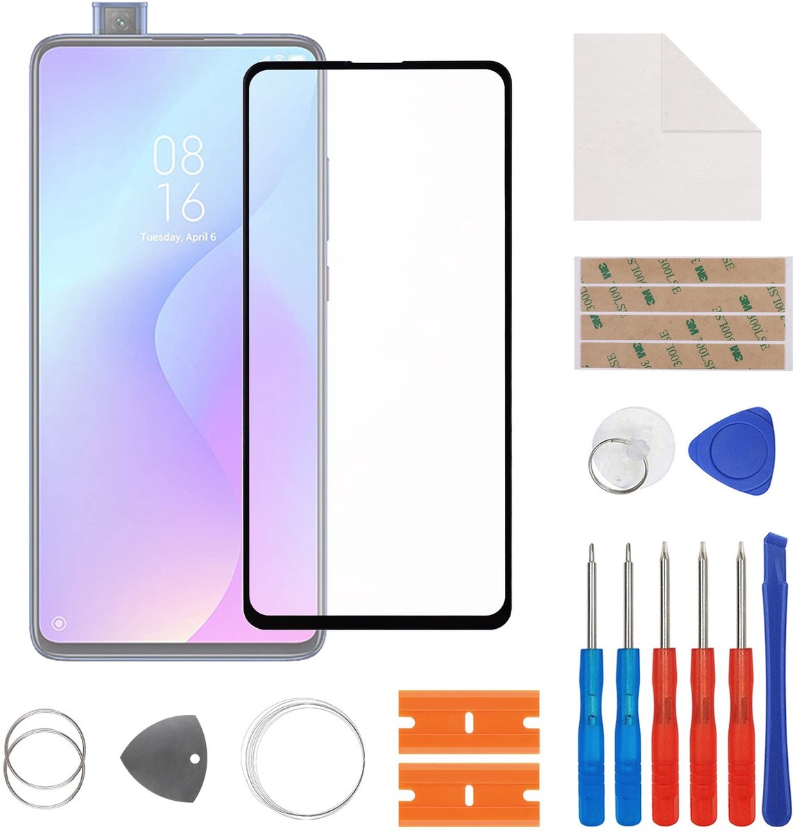 Displayglas Vervangingsset voor Xiaomi Mi 9T - Inclusief Voorste Lens
