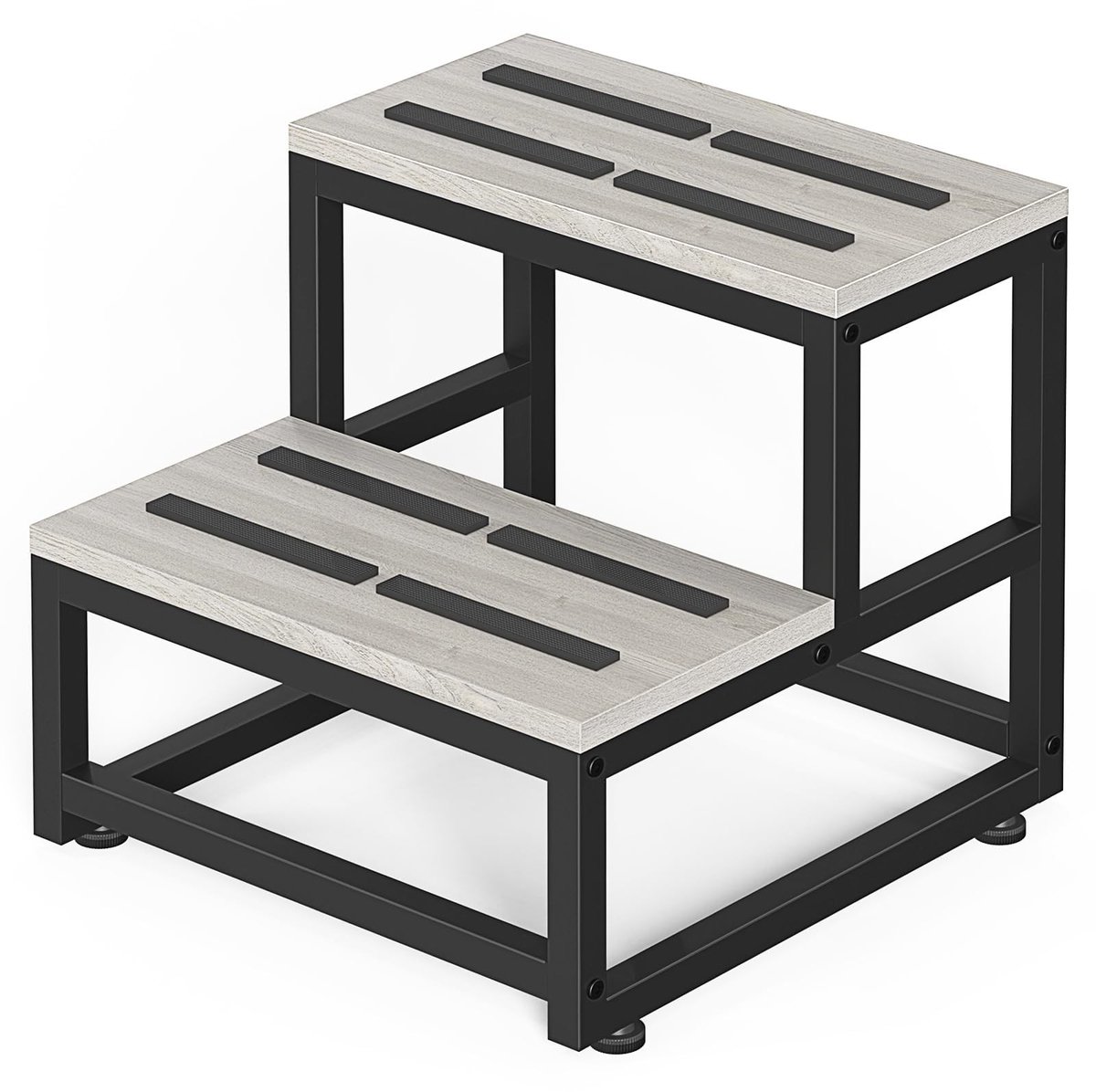 Stepladder voor volwassenen en kinderen - Stabiele houten voetsteun - Grijs