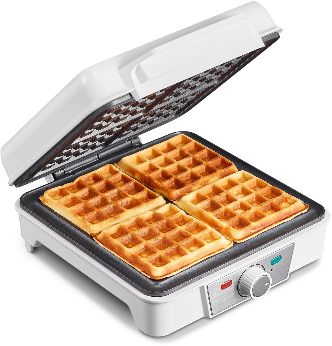Wafelijzer 1200 W voor 4 Wafels - Met Overloopbescherming en Instelbare Kleur