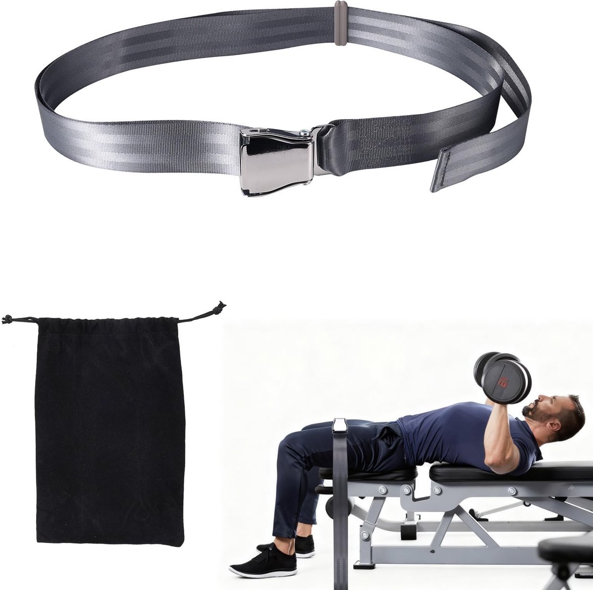 Nordic Hamstring Curl Strap - Hoogwaardige Polyester - Grijs