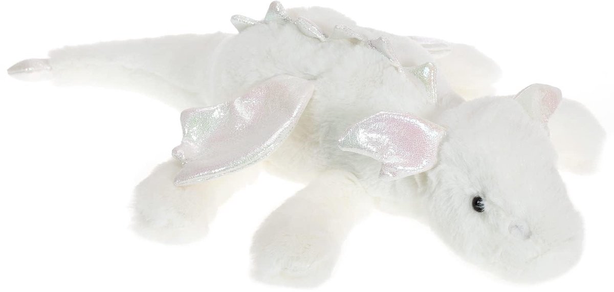 Knuffeldraak - Zacht Pluche - Wit - 38 cm