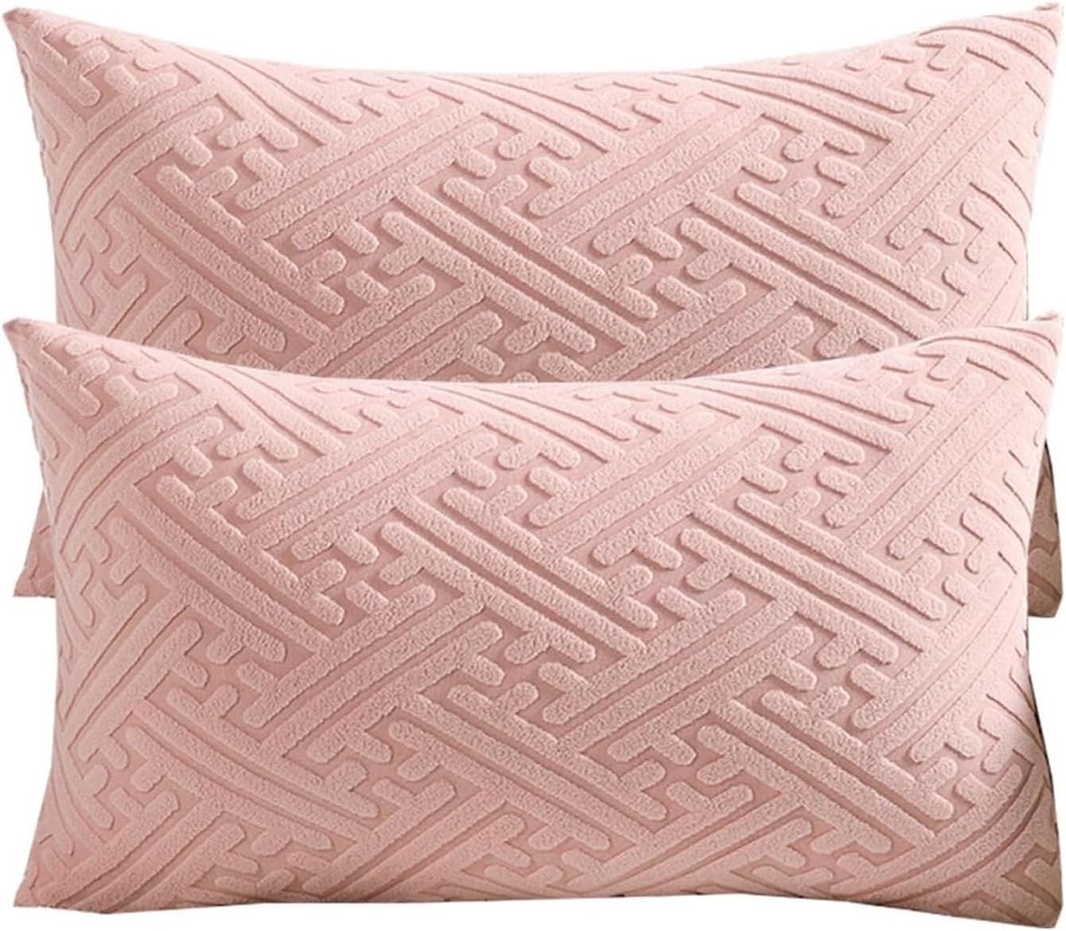 Set van 2 kussenslopen met rits - Roze katoen/polyester - 60x90cm