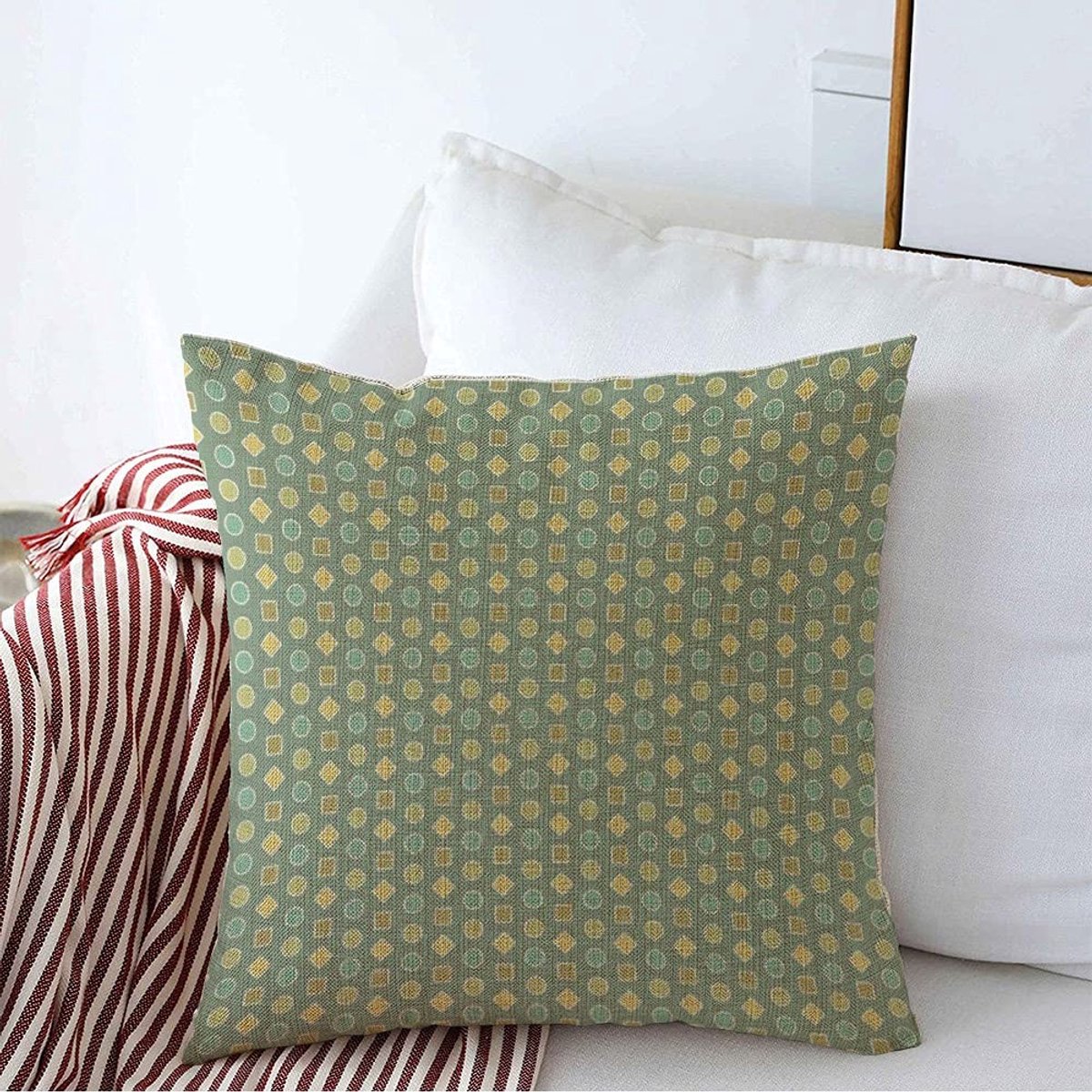 Sierkussenslopen 45 x 45 cm - Geometrisch patroon in blauw en groen