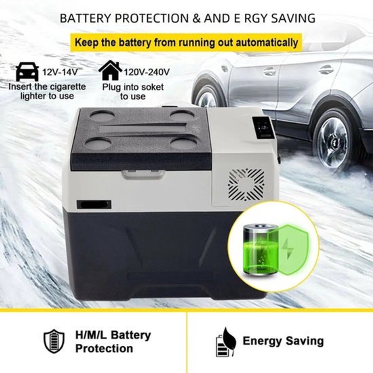 Auto Koelkast - Koelbox - Mini Koelkast - Draagbare - 30L - 32QT - 12V/24V/220V - met Compressor - Mini Fridge - Ideaal voor Camping, Reizen en Picknicks