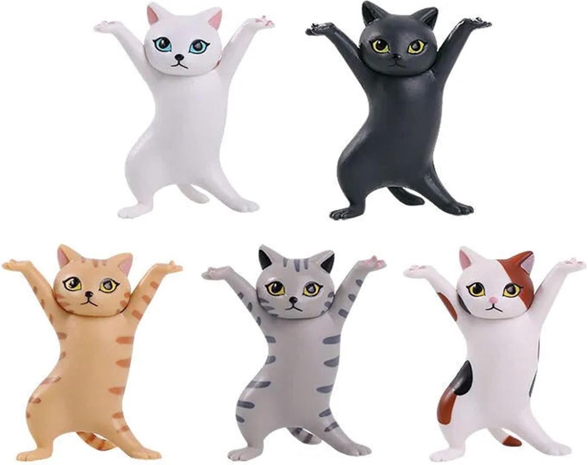 Vijfdelige Penhouder Set met Dansende Kat - Schattige Bureauaccessoires en Grappige Cadeaus voor Kattenliefhebbers, Ideaal voor Oordopjes, Brillen en Kleine Voorwerpen