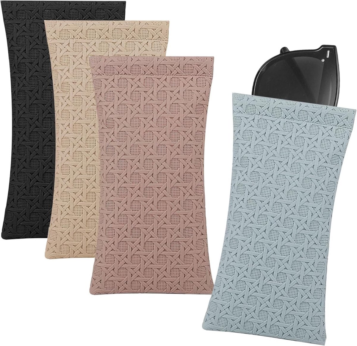 Set van 4 Glazen Opbergzakken, Slanke Beschermhoes voor Zonnebril, Waterdichte Brilhouder voor Dames en Heren, Ideaal voor Reizen en Bescherming