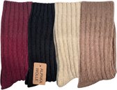4 paar-Alpaca Sokken-dames en heren-gezellige wollen sokken-gemaakt van extra dik alpaca garen-gebreide sokken voor heren en dames-valentijn cadeau-maat: 35-38-grijs en antraciet