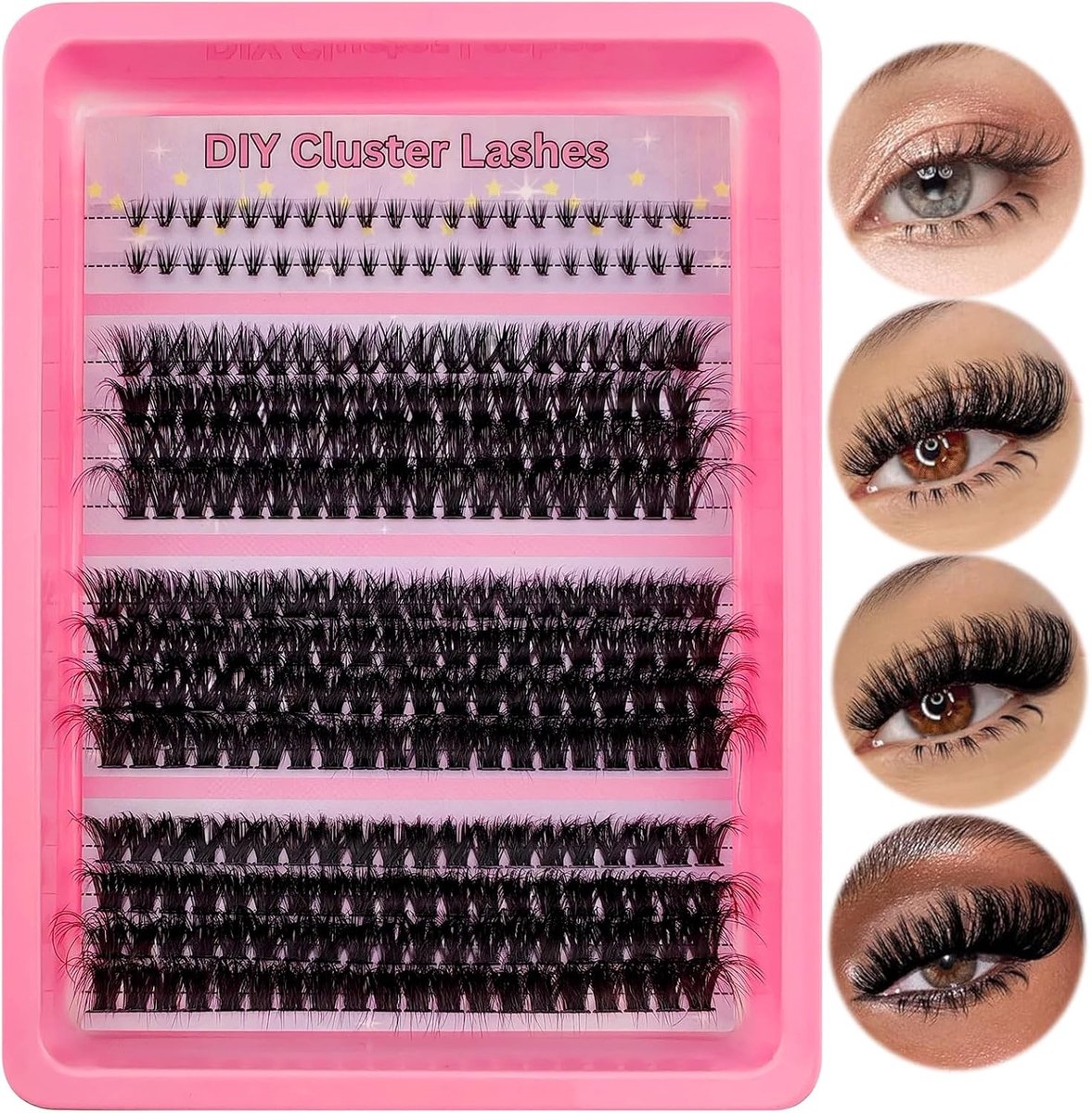 Fluffy Wimpers met Transparante Band, 3 Stijlen, Gemengd Volume, Individuele Wimpers, 280 Stuks, Natuurlijke Look, Volle Wimpers, Draagcomfort