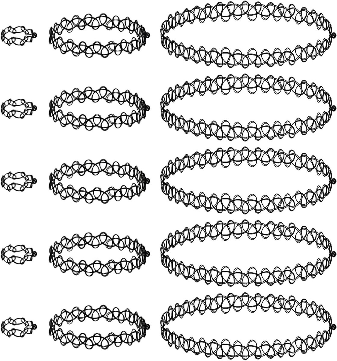 Choker Ketting Set van de Jaren '90, Tattoo Choker, Elastische Neon Chokers voor Mode en Accessoires