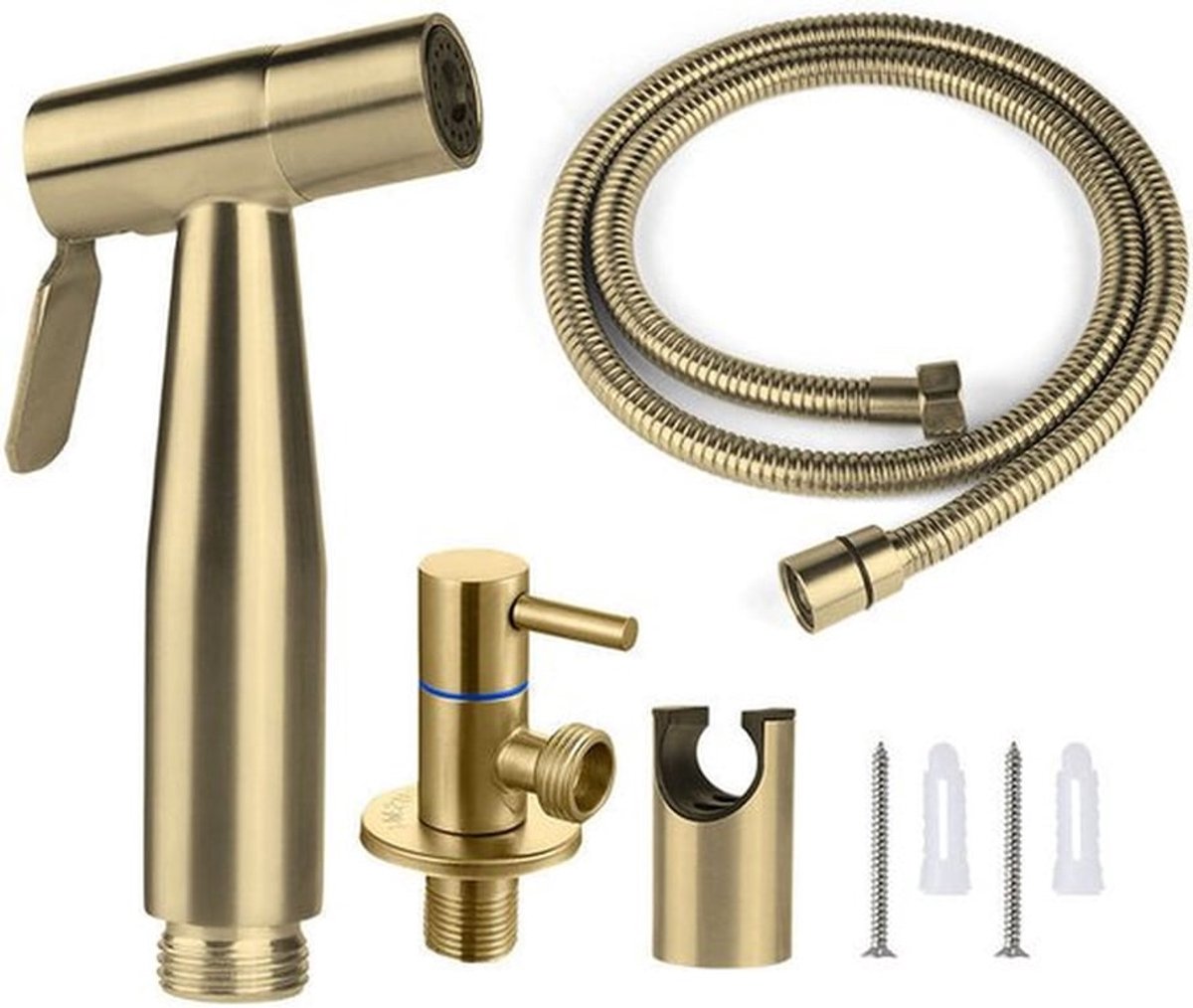 Badkamer & Sanitair Bidetkranen - RVS - Goud - Met Houder - Toiletsproeier - Handdouche - Bidet Kranen - Badkamer Accessoires - Wandmontage Badkamer Toilet Hogedrukpistoolmondstuk - Toilet Bidet Kraan Set
