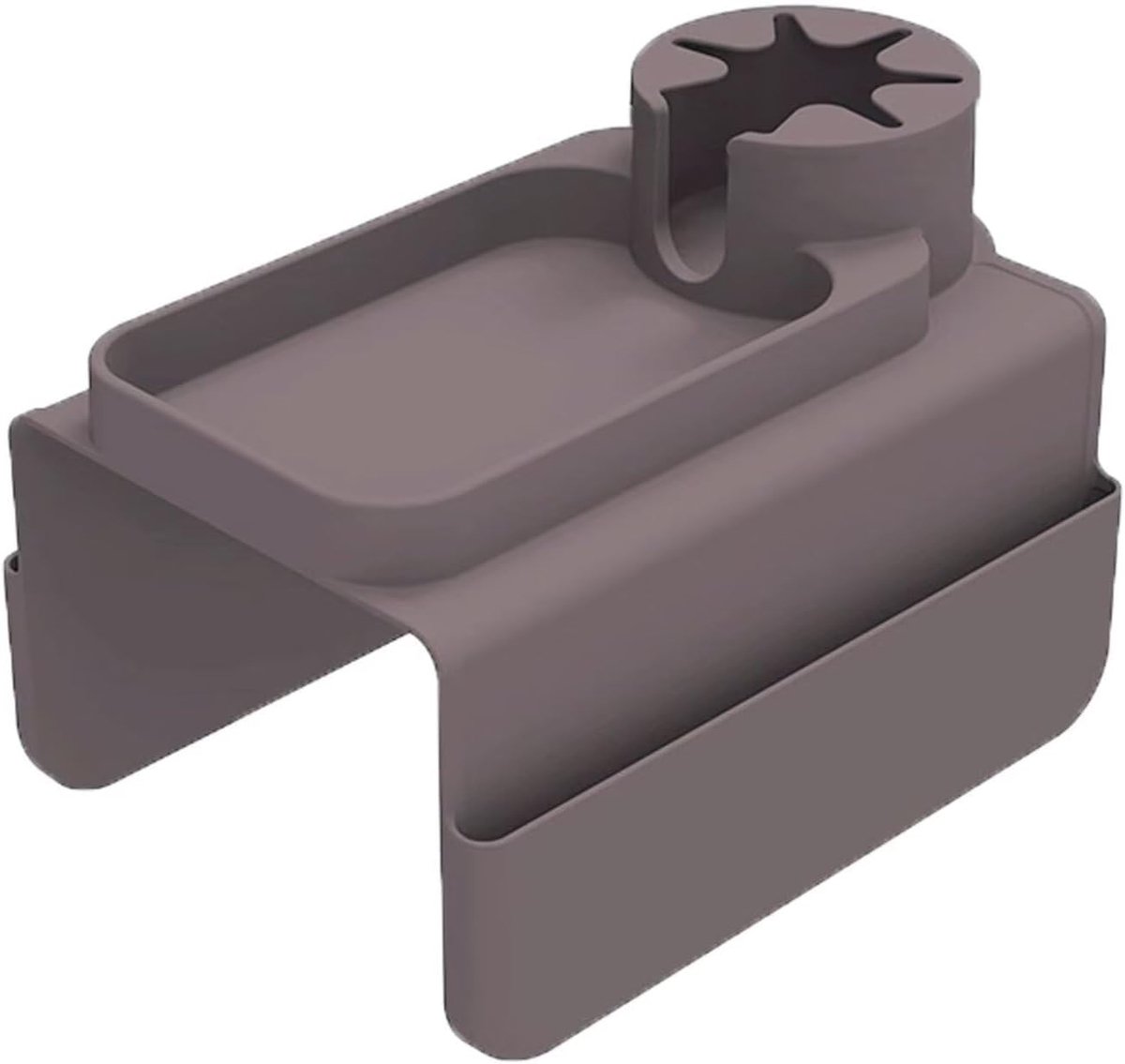 KZQ Multifunctionele silicone organizer voor armleuning - Antislip dienblad met bekerhouder en zijvakken - Opbergruimte voor telefoon bril en afstandsbediening - Koffiebruin