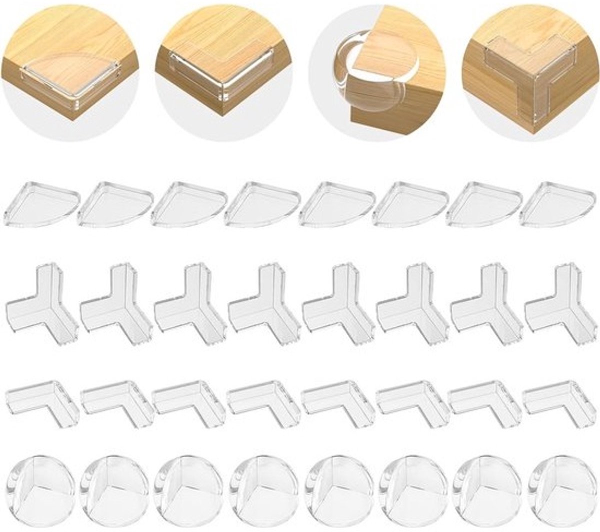 Hoekbeschermers - Randbeschermers Baby - Kinderen Beveiligen - Flexibel PVC Materiaal - 32 stuks - Transparant