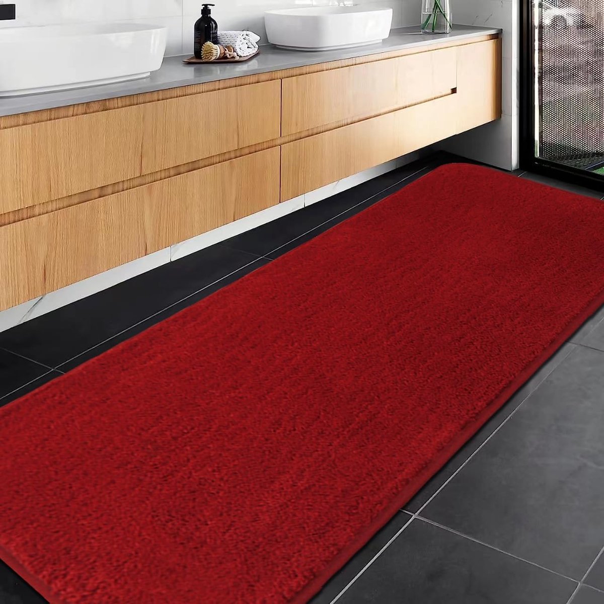 Badmat Loper 60x180 cm - Antislip Microvezel - OEKO-TEX - Rood