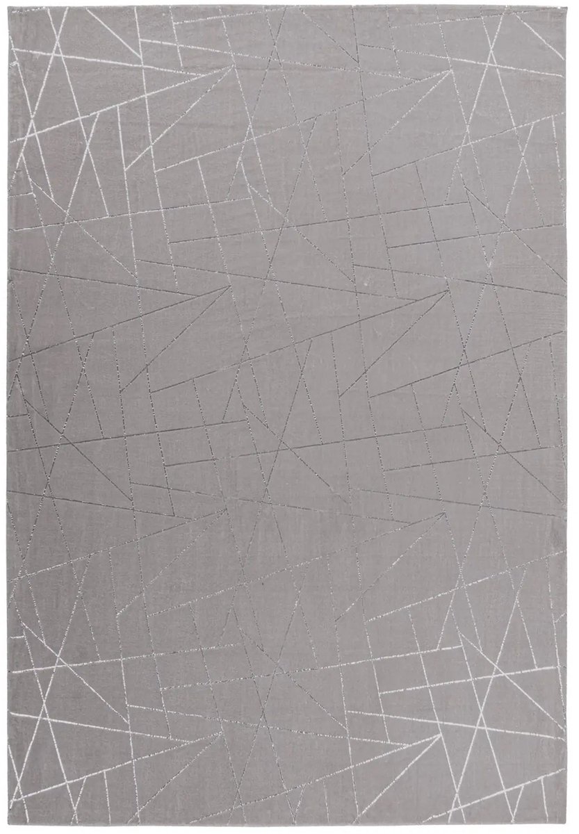 Dutch XXL Hoogpolig Vloerkleed | Tapijt | Bijou | Geometrisch | Taupe/Zilver | 120x170 cm Taupe / Zilver