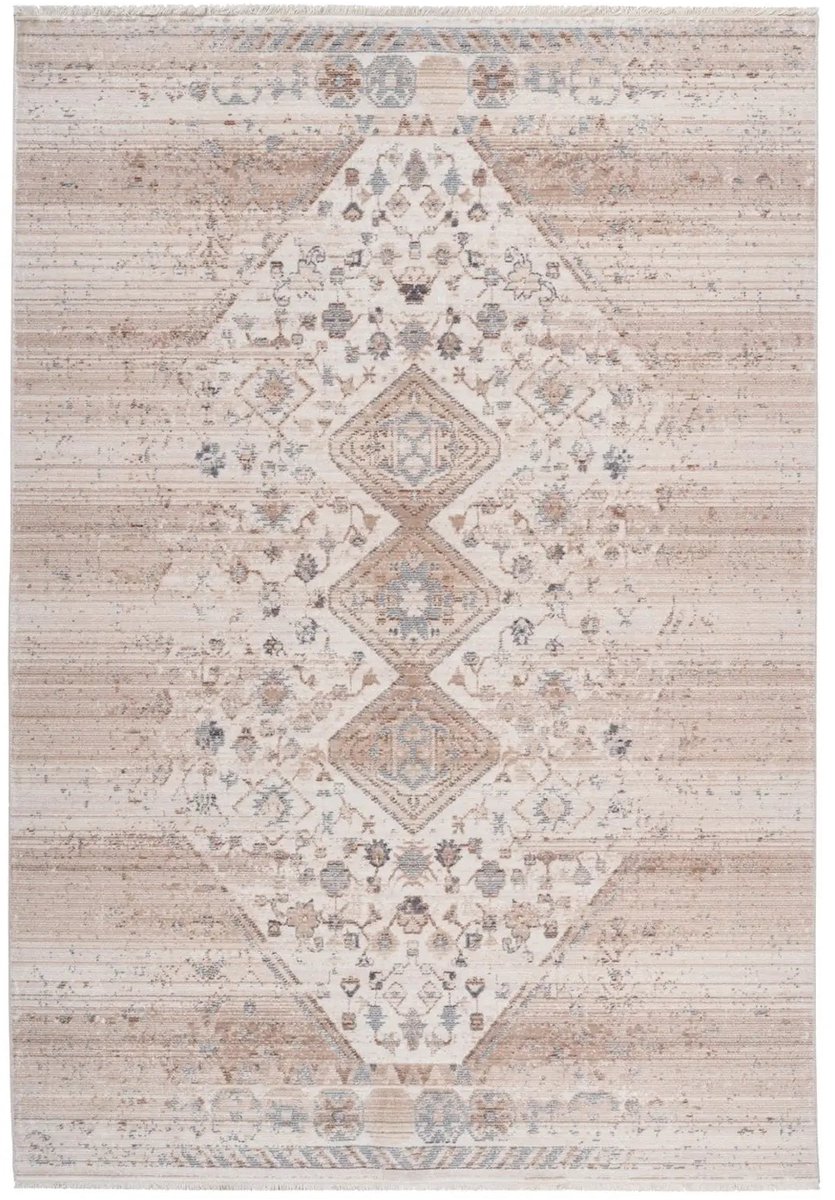 Dutch XXL Laagpolig Vloerkleed | Tapijt | Baroque | Medaillon | Beige | 120x170 cm