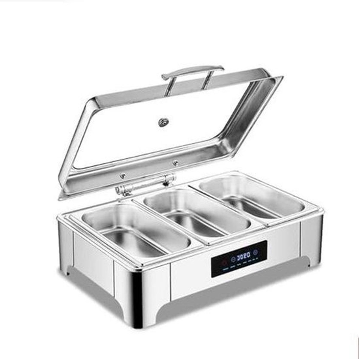 Voedselwarmer Buffet - Warmhoudbak Serveerschaal - Dineren Warm Houden - Instelbare Temperatuurregeling - Rechthoekig 13 Pans - Zilver