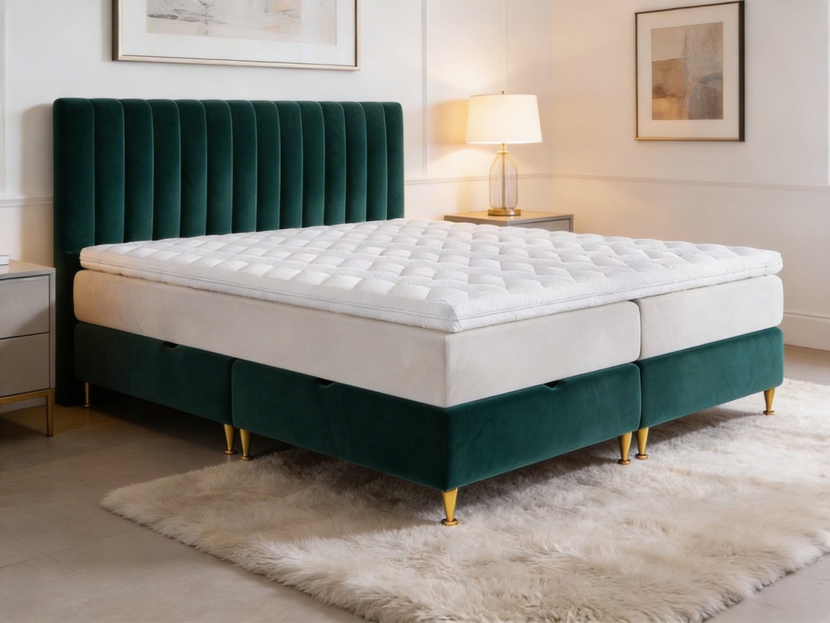 Lunavelle Boxspring Green – Koningstijl – Luxe Groene Boxspring – Modern Design Bed – Comfortabel Hotelbed