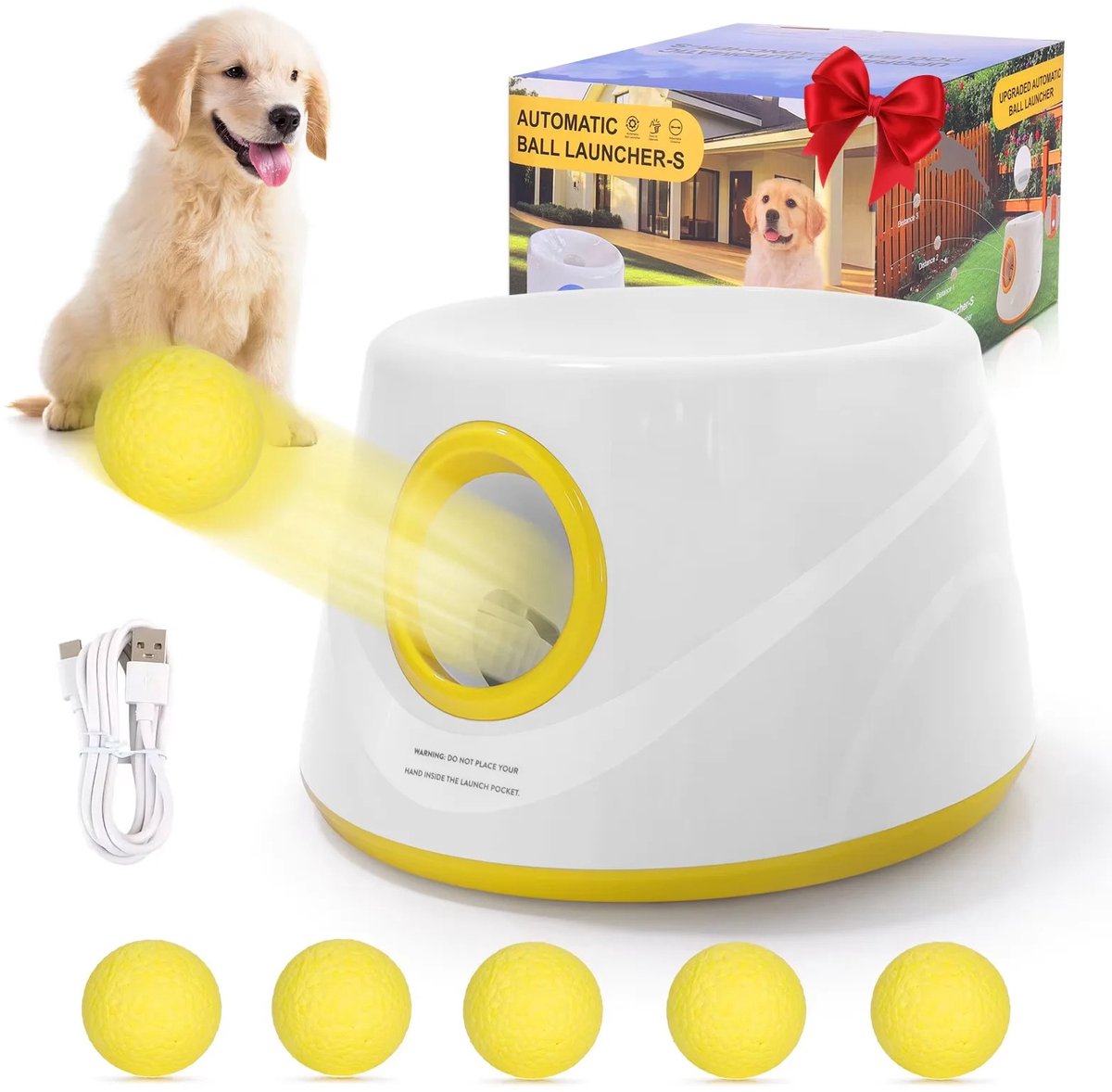 Homezo honden balwerper - Automatische tennisbalwerper - Apporteerplezier - 5 ETPU-ballen - Oplaadbaar - Gebruik binnen en buiten