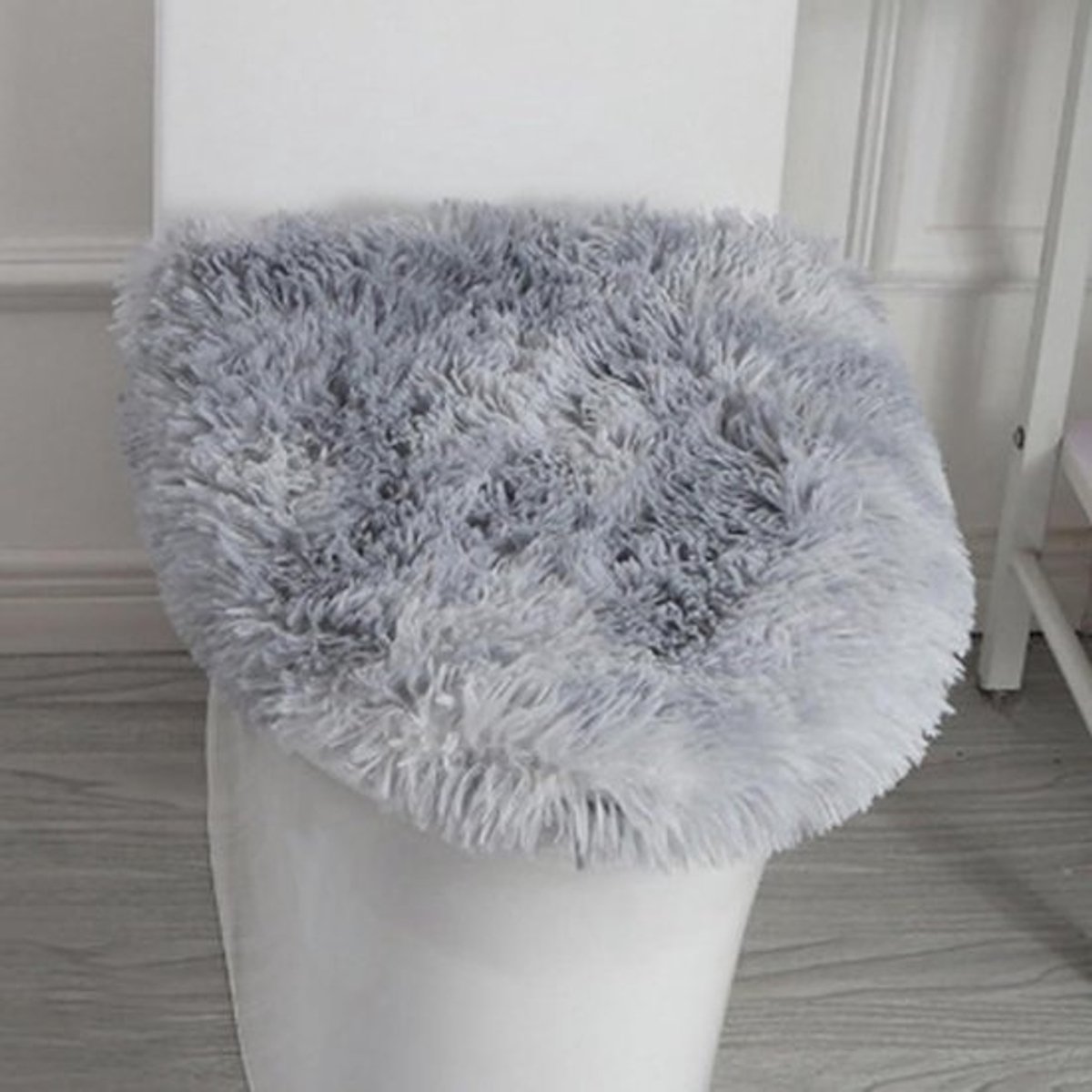 Pluizige WC-stoelhoes - Toiletzittinghoes Wasbaar - Badkamer Comfort - Antislip Achterkant - 45 x 50 cm - Zilvergrijs