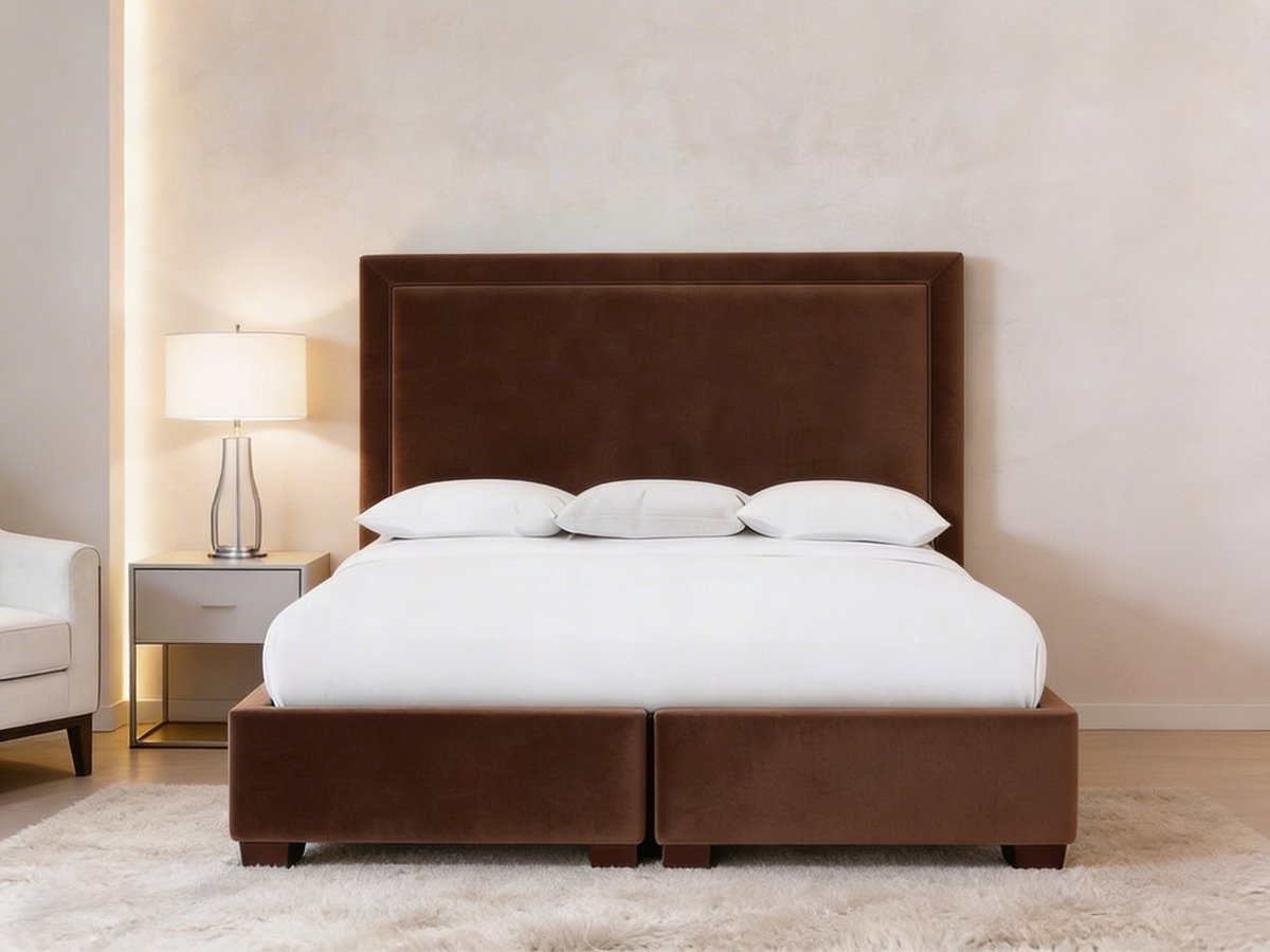 Valencia Boxspring Brown – Koningstijl – Luxe Bruine Boxspring – Modern Design Bed – Comfortabel Hotelbed