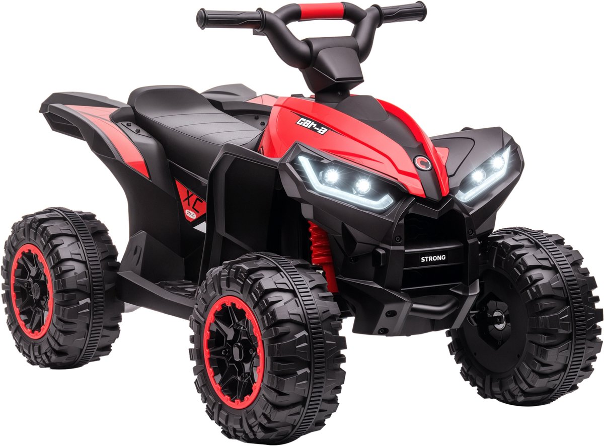 Elektro-Quad 12V Kinderquad mit USB-Anschluss, Kindermotorrad mit MP3-Musikplayer, Scheinwerfer, Kinderfahrzeug für Kinder 3-5 Jahre, 3-6 km/h, Metall, rood