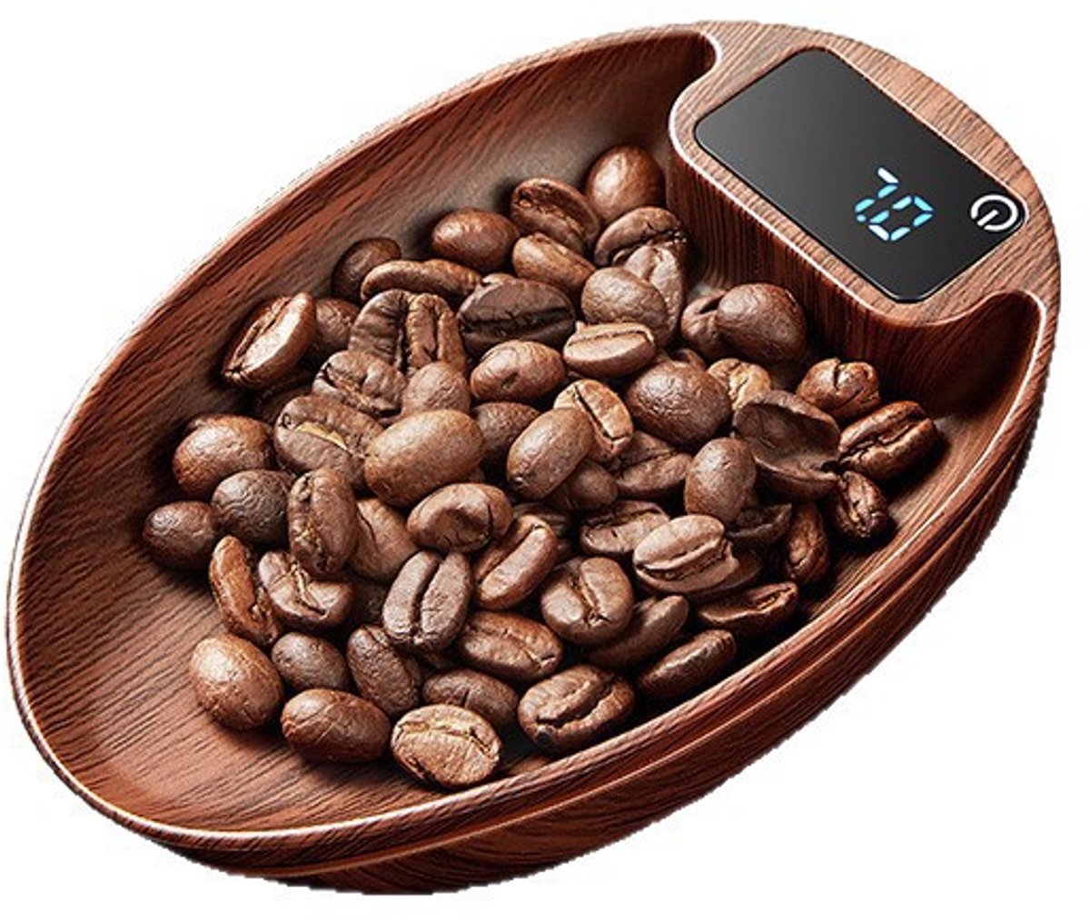 KZQ Draagbare mini elektronische koffieschaal - Oplaadbaar en nauwkeurig voor thuis en kantoor - Geschikt voor koffiezetten en keukengebruik - Hout
