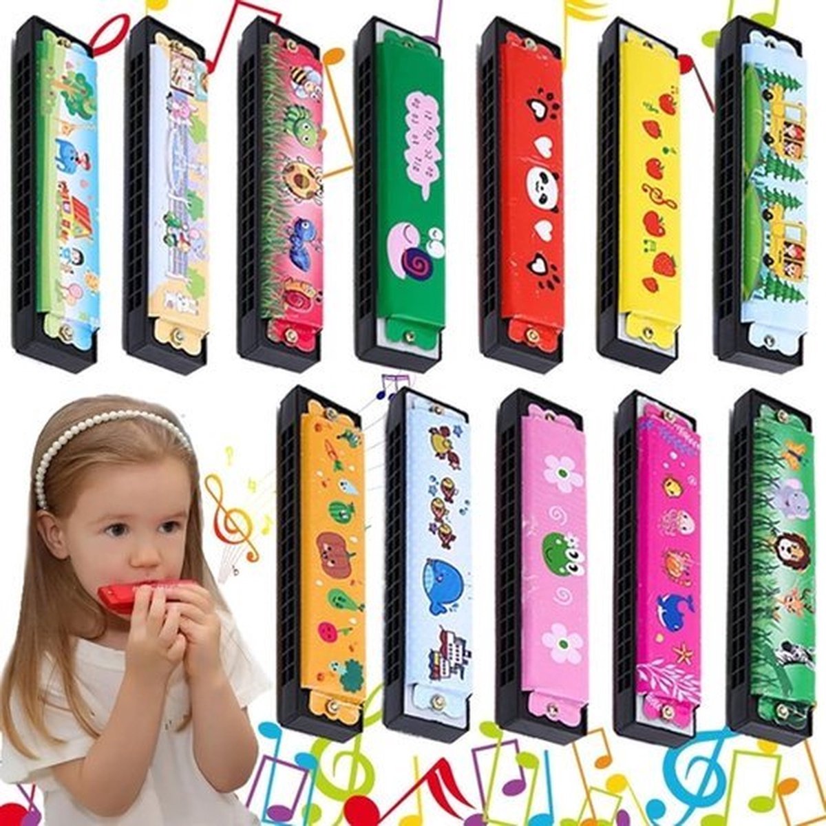 12-delige Harmonicaset Voor Kinderen, Muziekinitiatieset, Geschikt Voor Lessen in De Klas, Feestelijke Bijeenkomsten En Optredens Van Kinderbandjes. Geen Muzikale Voorkennis Vereist. Kunststof Constructie Zorgt Voor Veiligheid En Duurzaamheid