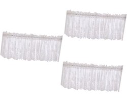 Halve Gordijnen - Vitrage Raamdecoratie - Keuken Decoratie - Kantontwerp - 61 x 137 cm - Wit