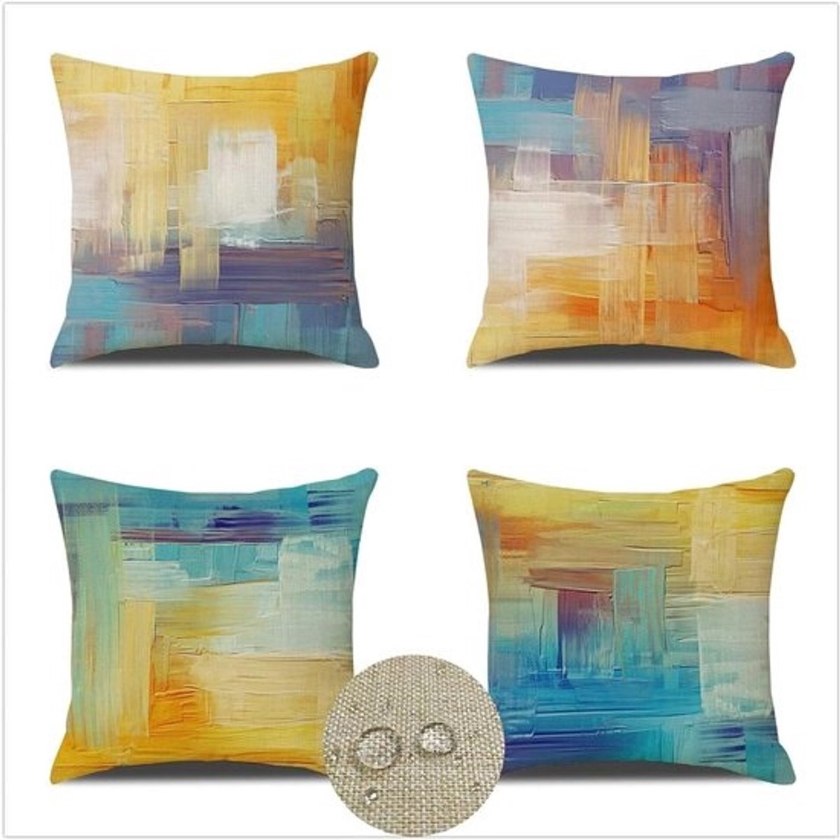 Kussenhoezen Set - Sierkussenhoezen Decoratief - Buiten Zomer Decoratie - Dubbelzijdig Waterdicht Linnen - 75 x 75 cm - Meerdere Kleuren