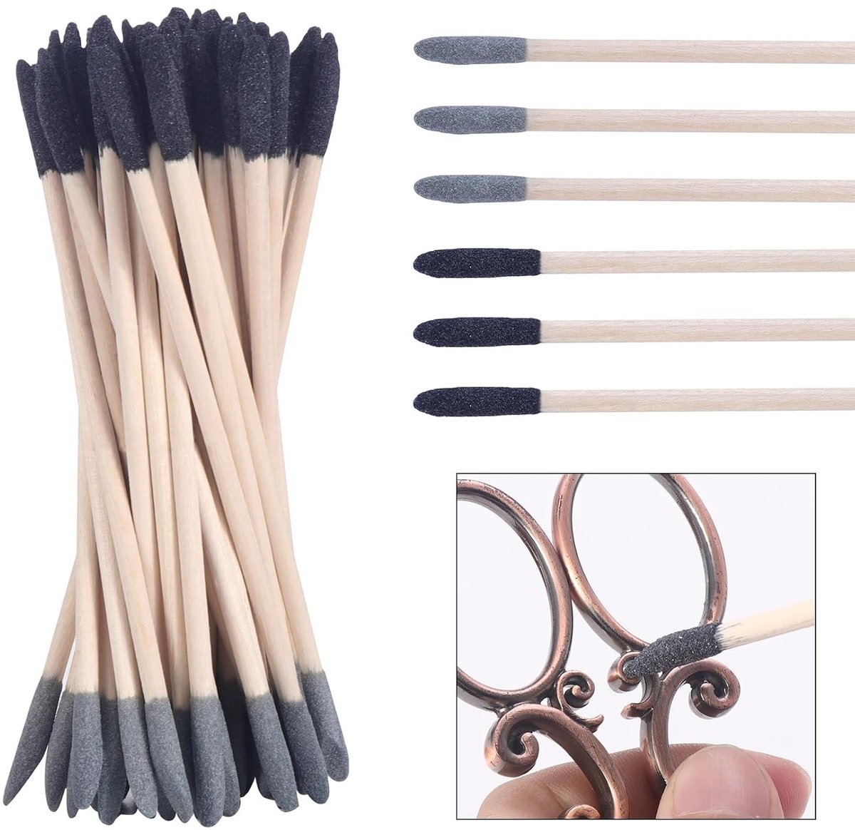 50 Stuks Schuurstokken, Dubbel Afgewerkt, 150/280 Korrels, Voor Gedetailleerd Schuren, Polijsten en Modelbouw, Houtbewerking en Nagelkunst