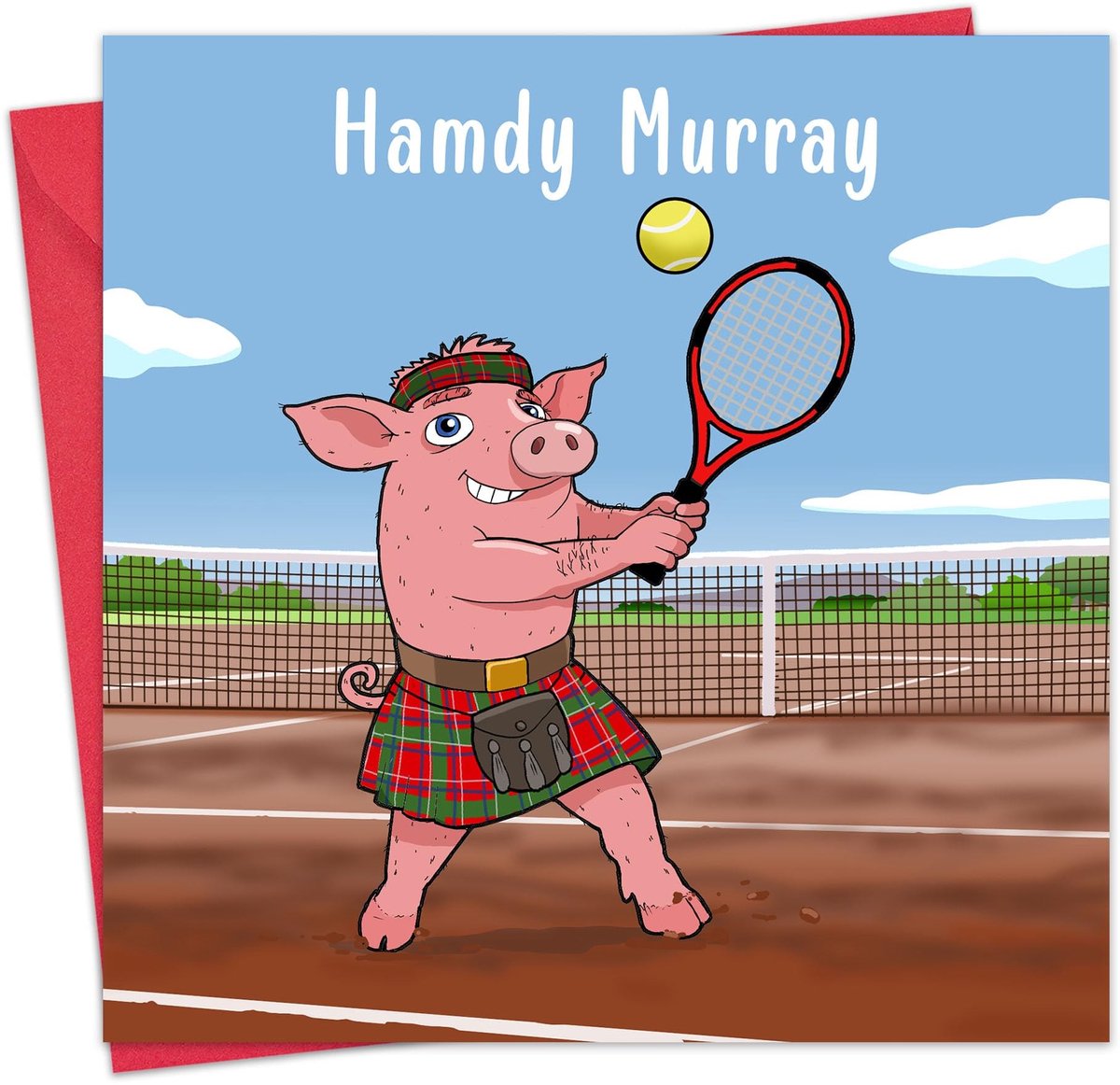 Grappige Wenskaart met Tennis Design - Hamdy Murray - 15.5 cm