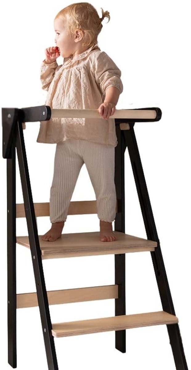 Montessori Leer Toren - Verstelbaar en Opvouwbaar - Zwart
