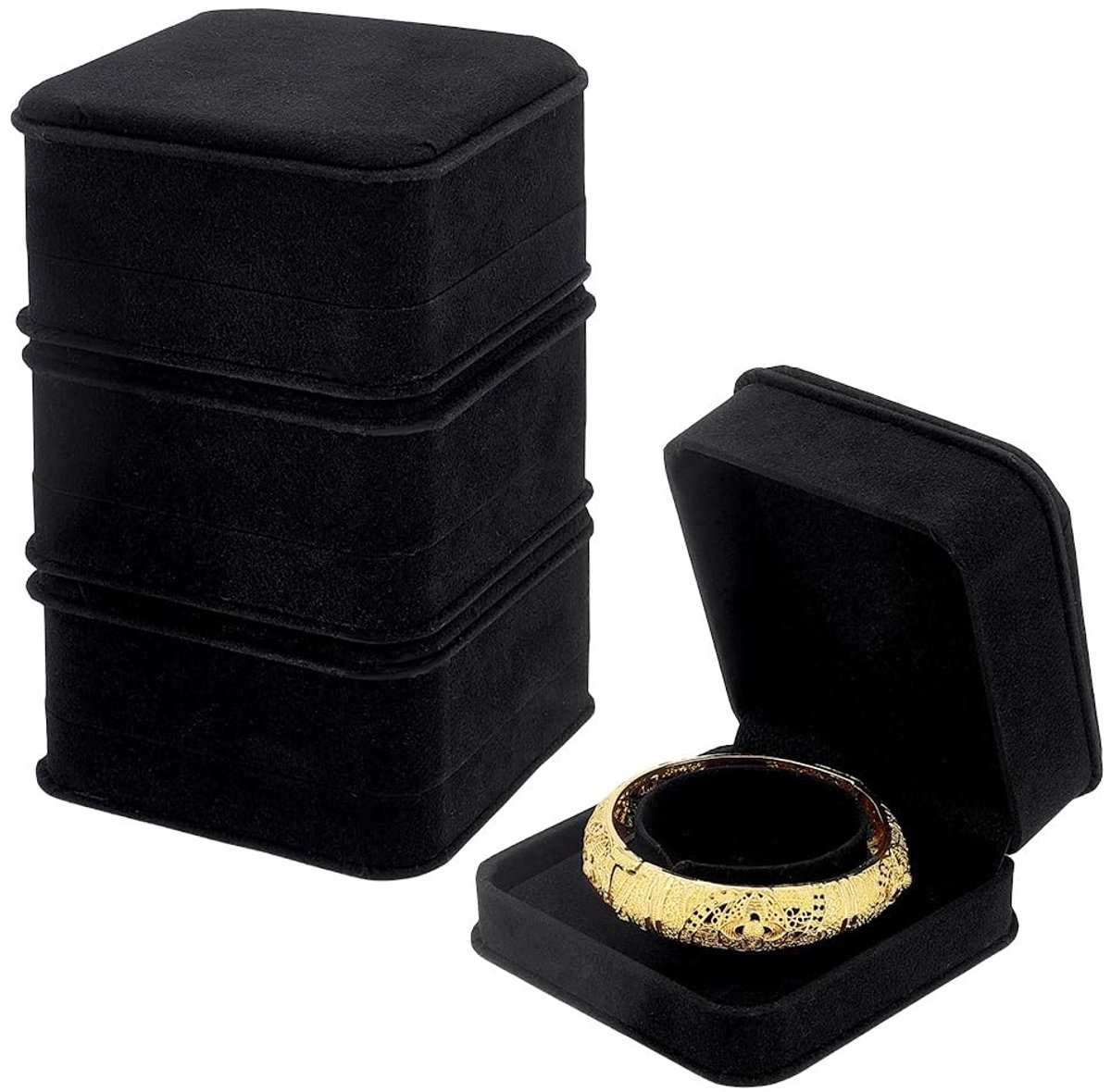 Fluwelen Armband Opbergdozen - 4 Stuks - 9,6 x 9,6 x 5 cm