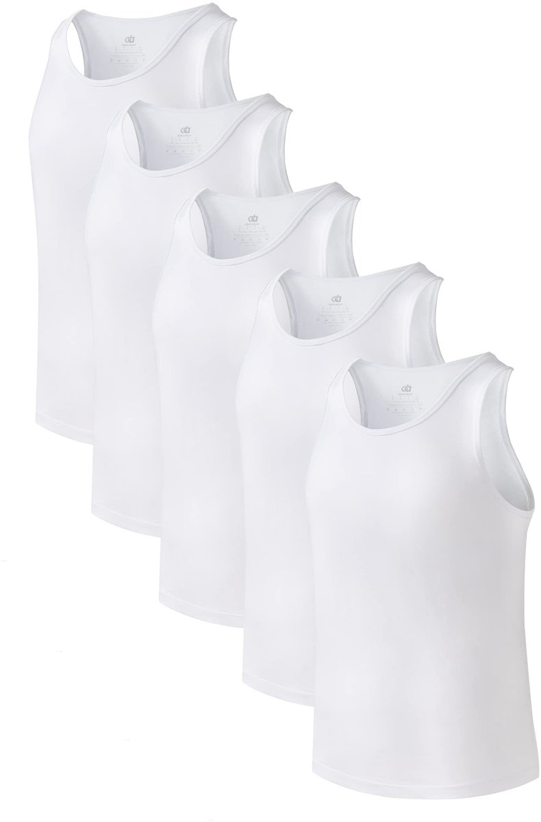 Heren Tanktops - Mouwloos in Wit - 5-pack
