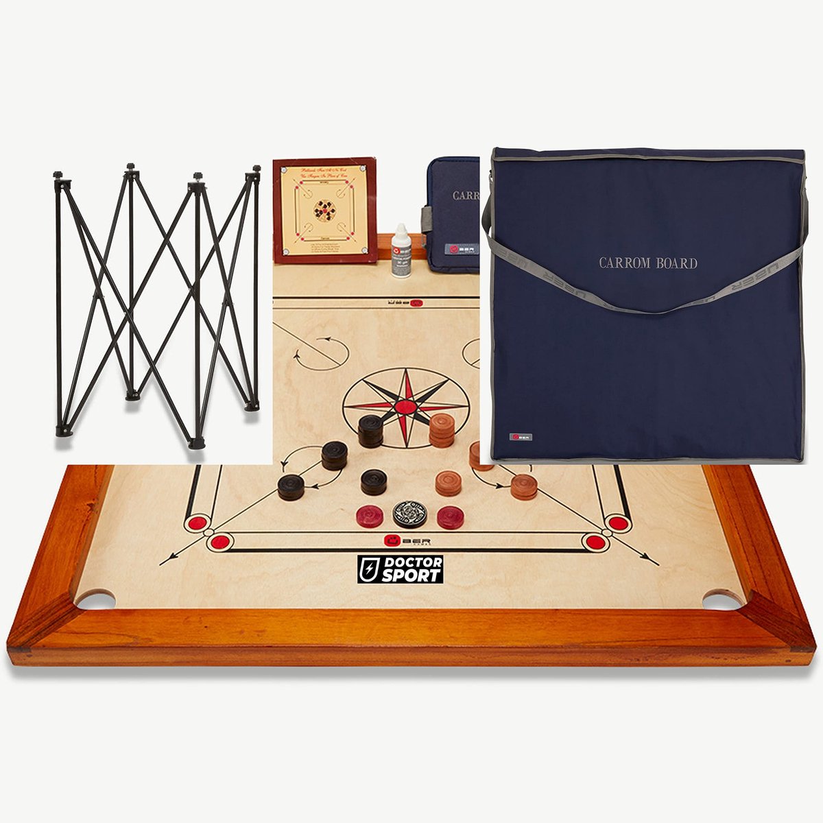 Carrom Speelbord - Compleet met houten speelstukken