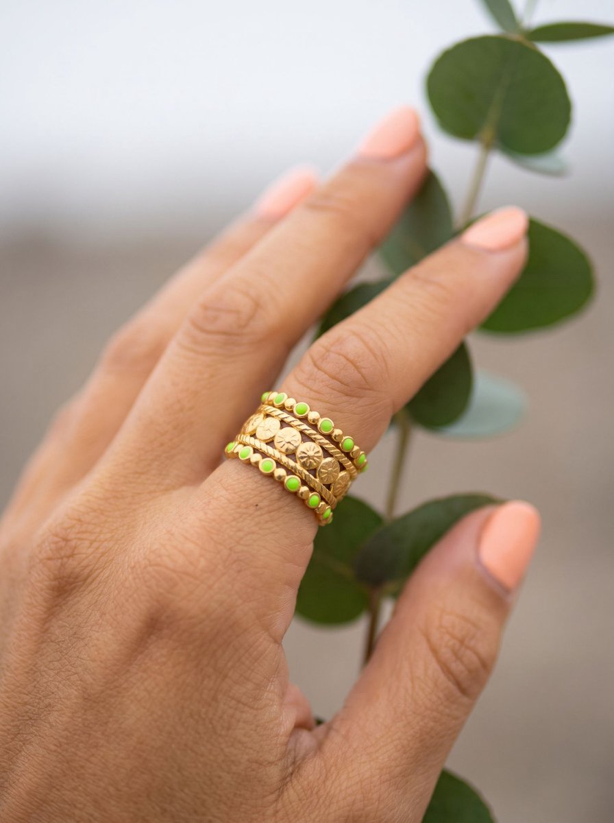 Anelplus Dames Ring – Goudkleurig – Organisch Design – Statement Ring – Moderne Verstelbare Ring voor Dames