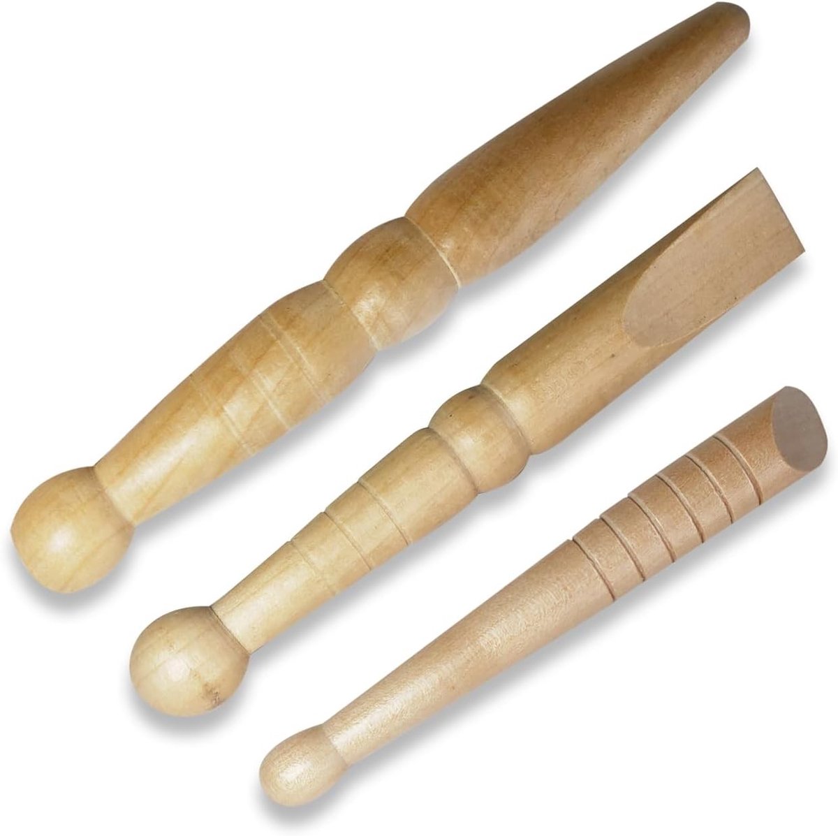 Traditionele Thaise Houten Massage Sticks voor Zelfmassage en Acupressuur - 3 Stuks voor Spierontspanning en Pijnverlichting bij Lichaam en Voeten