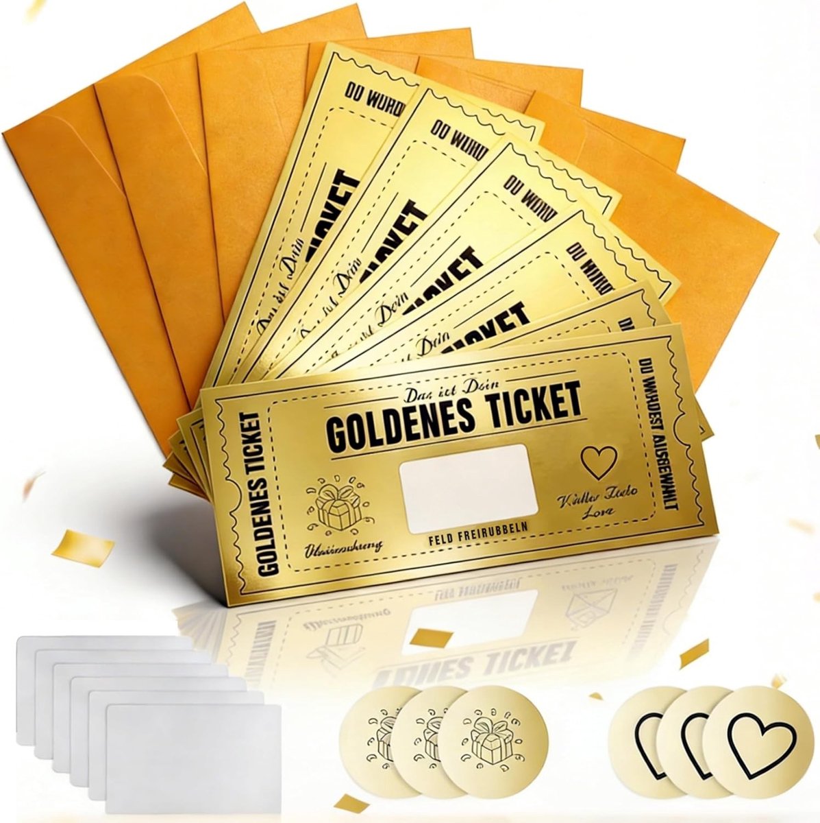 Gouden Ticket Verrassingskraskaarten met Enveloppen - Persoonlijke Cadeaus voor Valentijnsdag en Verjaardagen, Perfect voor Vriendinnen met Verrassingsstickers