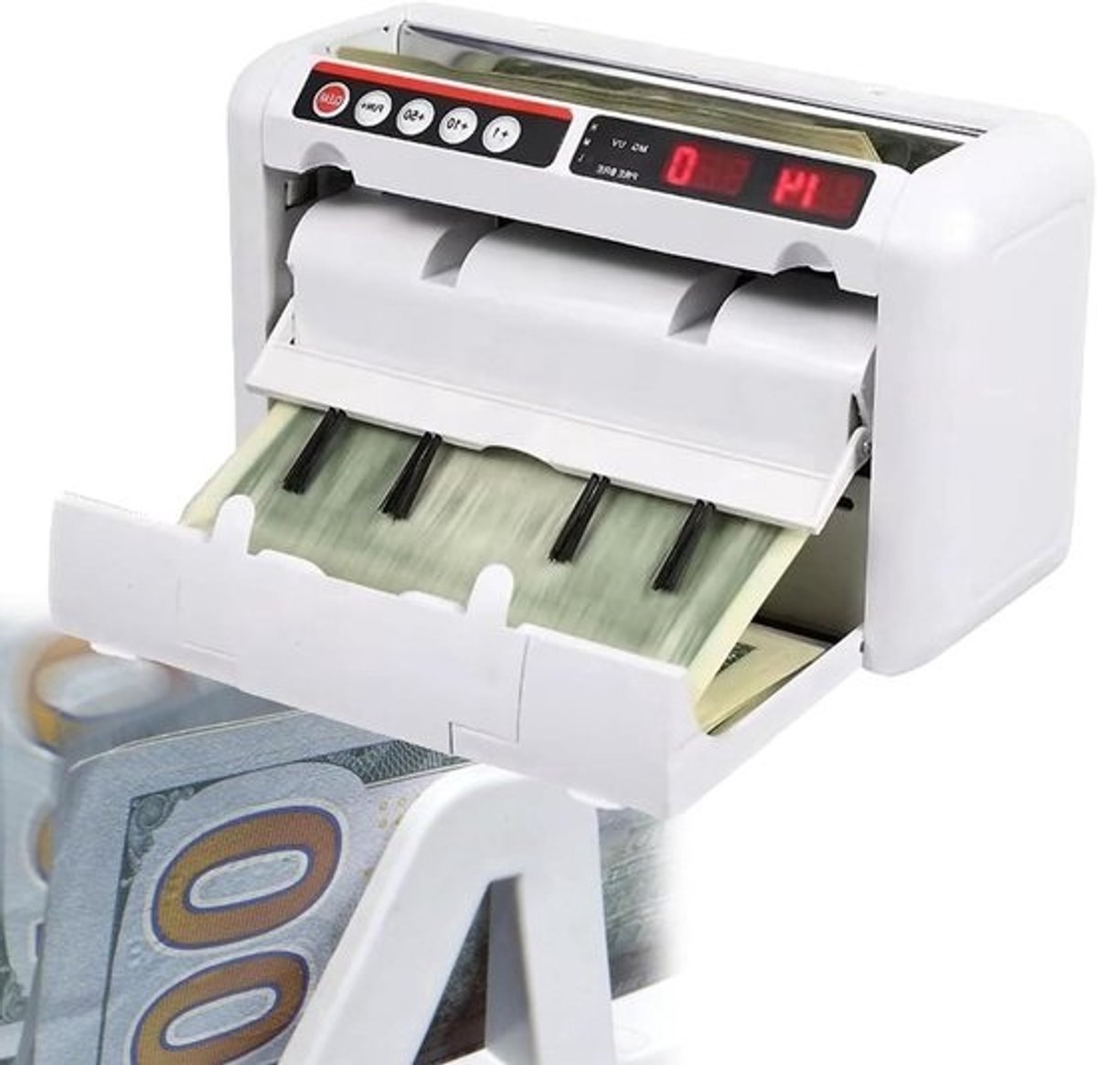 Bankbiljettenteller Detector - Valsgelddetector Tellers - Geld Tellen - Valsgelddetectie - 1000 Biljetten/Min - Wit