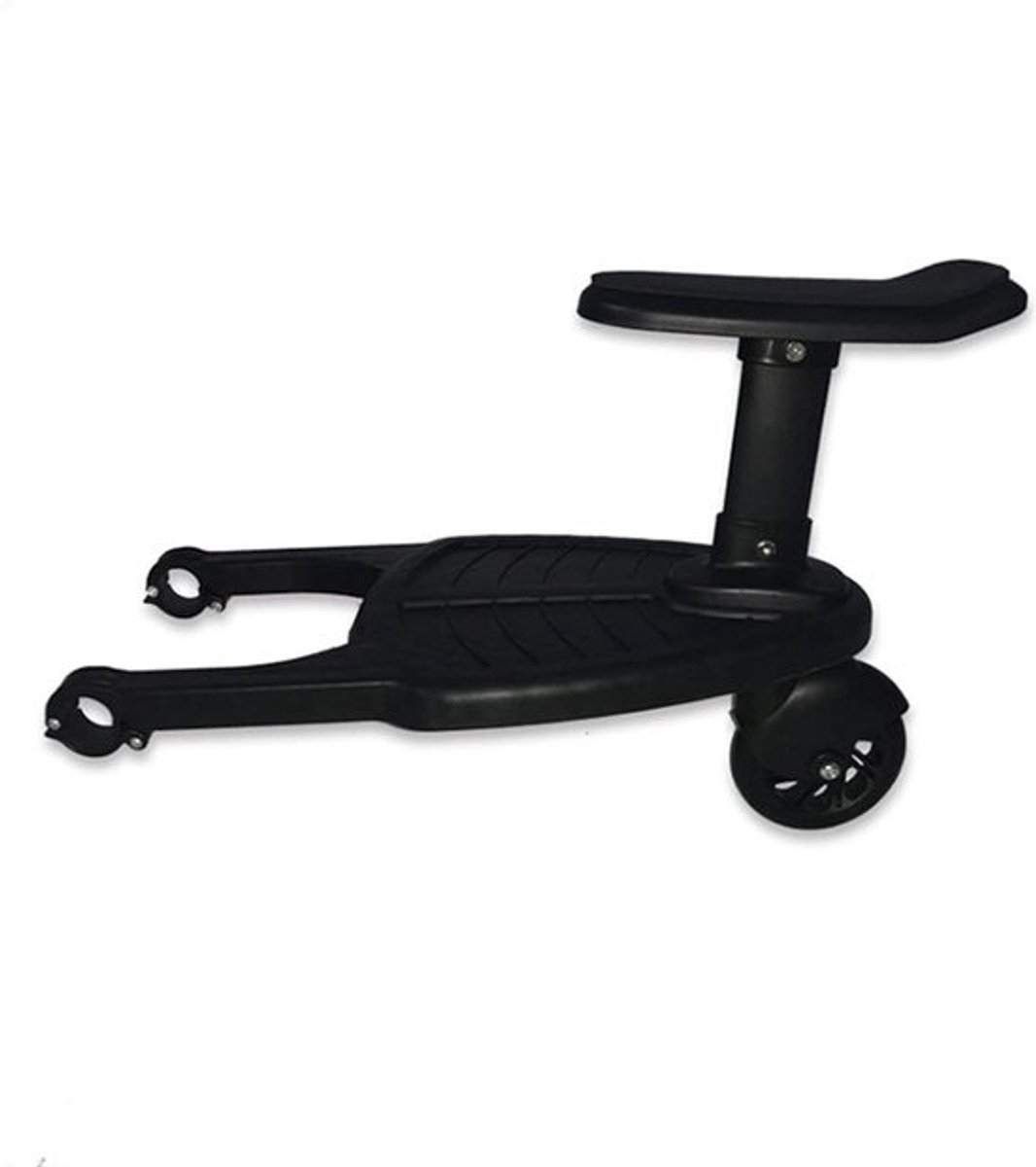 Meerijdplankje met Stoel - Buggy Board Kinderwagen - Tweede Kind Meenemen - 360° Roterend Wiel - Max 25 KG - Zwart